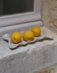 Plateau à fruits Ibiza, grès lisse émail transparent, céramique artisanale