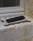 Plateau vide poche télécommande, grès lisse émail transparent, céramique artisanale