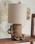 Lampe Andros marron crème étagère bois
