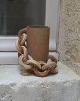 Vase décoratif en terres mêlées nériage grès chamotté crème et sable brun. Céramique artisanale façonnée à la main à Bordeaux