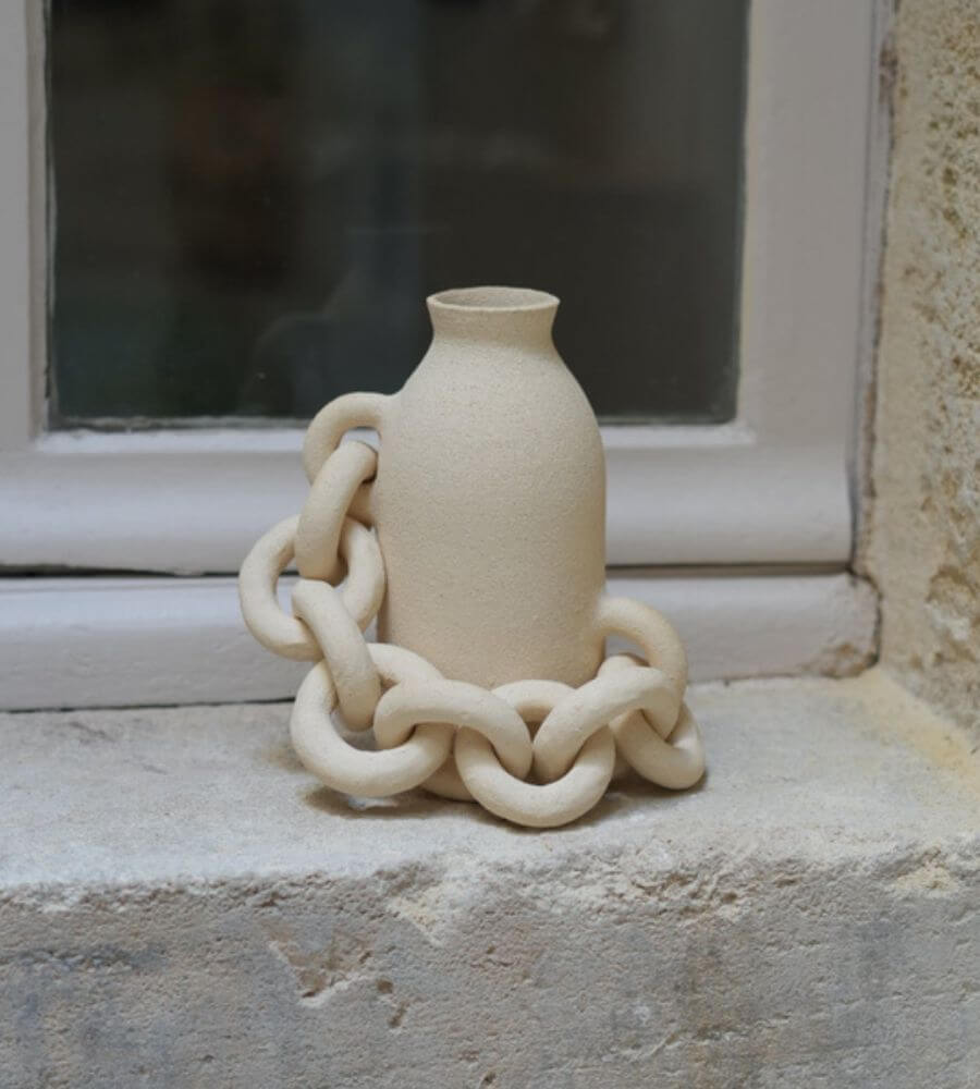 Céramique décorative Andros, grès chamotté, céramique artisanale façonnée à la main à Bordeaux