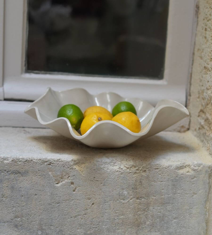 Coupe Ibiza grand modèle, grès lisse émail transparent. Coupe à fruits, céramique artisanale