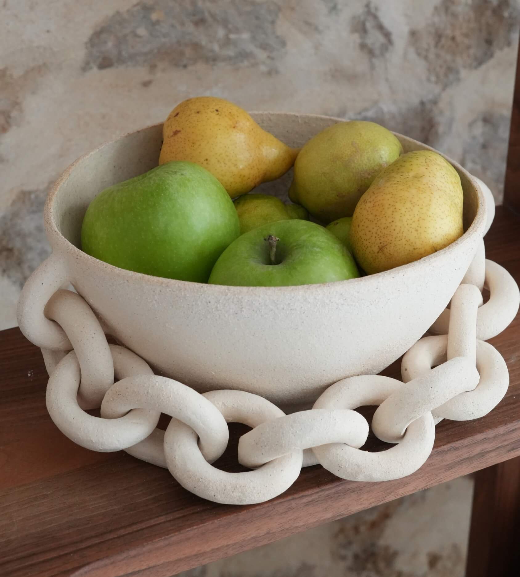 Coupe à fruits CYCLADES, grès crème chamotté