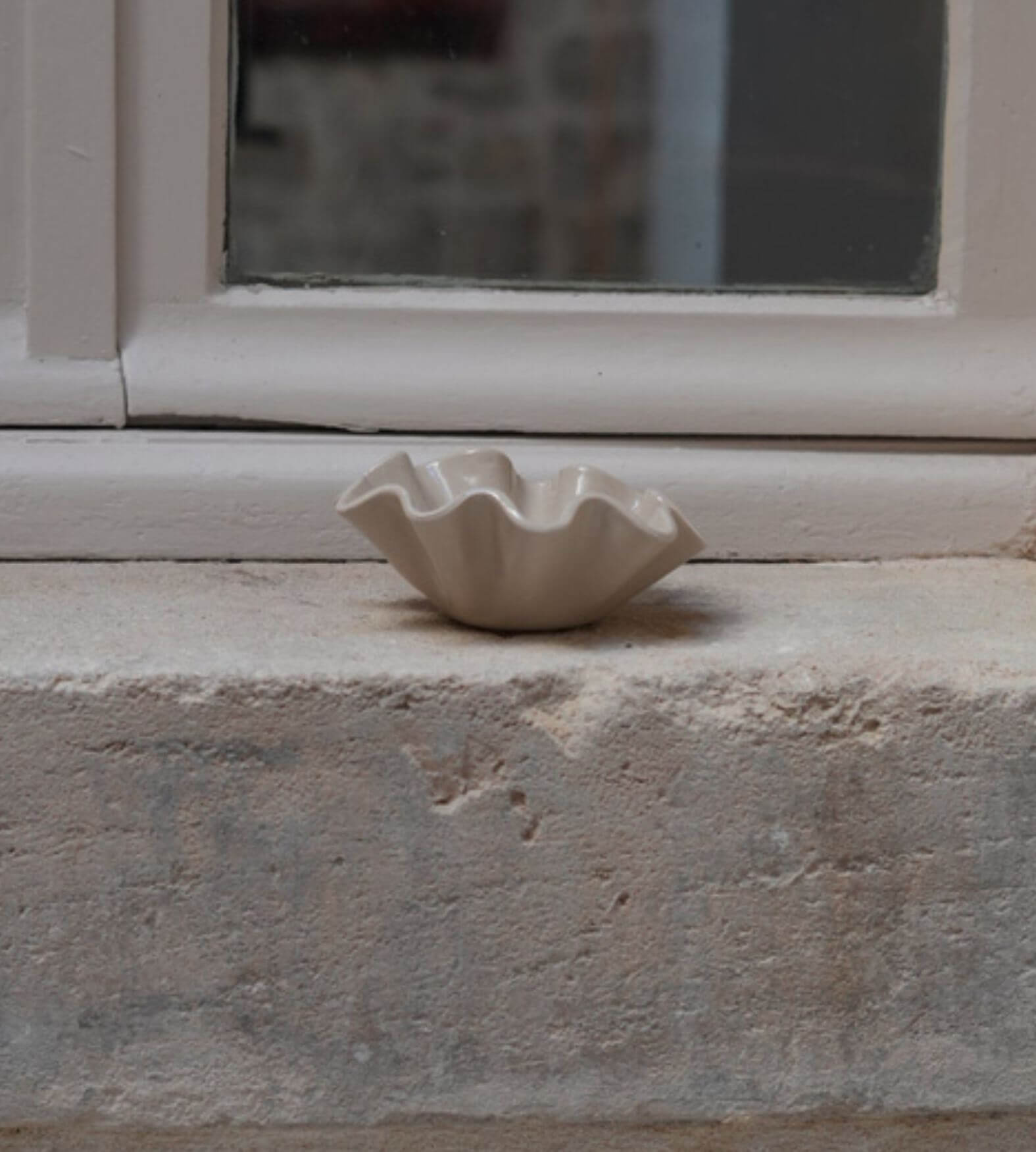 Bol vide poche Ibiza, grès lisse émail transparent. Beige satiné. Céramique artisanale 