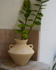 Vase décoratif MATERA avec branchages, grès chamotté crème, fait main 