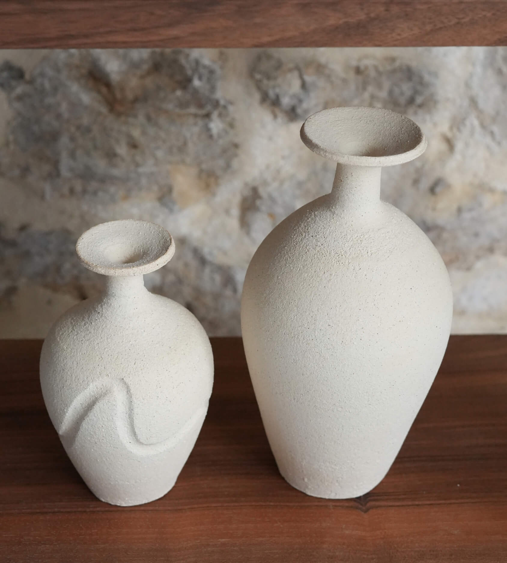 Vases décoratifs NAIROBI grès chamotté, petit et grand modèles