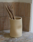 Pot à ustensiles MILAN grès chamotté beige crème brut