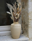 Vase DAHKLA, grès chamotté crème, fleurs séchées 